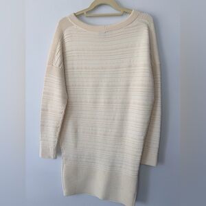 Maje Cream Ribbed Sweater Dress / Long Sweater – Size 1 (US S)